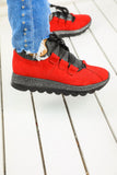 Women's Glitter Red Suede Sport Shoes