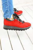 Women's Glitter Red Suede Sport Shoes