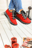 Women's Glitter Red Suede Sport Shoes
