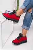 Women's Glitter Red Suede Sport Shoes