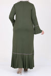 Women's Oversize Ruffle Khaki Combed Cotton Dress