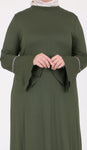 Women's Oversize Ruffle Khaki Combed Cotton Dress