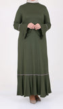 Women's Oversize Ruffle Khaki Combed Cotton Dress