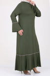 Women's Oversize Ruffle Khaki Combed Cotton Dress