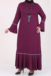 Women's Oversize Ruffle Damson Combed Cotton Dress