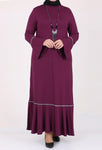 Women's Oversize Ruffle Damson Combed Cotton Dress