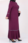 Women's Oversize Ruffle Damson Combed Cotton Dress