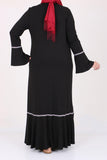 Women's Oversize Ruffle Black Combed Cotton Dress