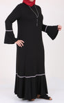 Women's Oversize Ruffle Black Combed Cotton Dress