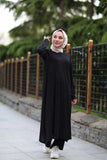 Women's Slit Black Tunic Pants Set