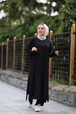 Women's Slit Black Tunic Pants Set