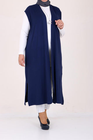 Women's Oversize Navy Blue Combed Cotton Vest