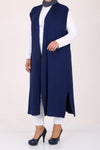 Women's Oversize Navy Blue Combed Cotton Vest