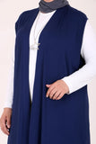 Women's Oversize Navy Blue Combed Cotton Vest