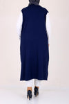 Women's Oversize Navy Blue Combed Cotton Vest