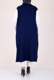 Women's Oversize Navy Blue Combed Cotton Vest