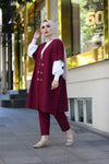 Women's White Blouse Damson Jacket Pants Set