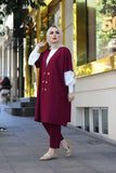 Women's White Blouse Damson Jacket Pants Set