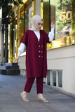 Women's White Blouse Damson Jacket Pants Set