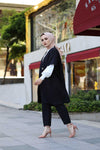 Women's White Blouse Black Jacket Pants Set