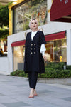 Women's White Blouse Black Jacket Pants Set