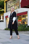 Women's White Blouse Black Jacket Pants Set