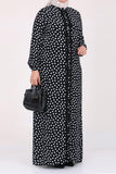 Women's Oversize Polka-Dot Frill Black Full Coat