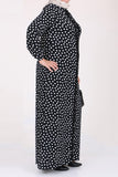 Women's Oversize Polka-Dot Frill Black Full Coat