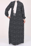 Women's Oversize Polka-Dot Frill Black Full Coat