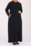 Women's Oversize Sequin Black Crepe Full Coat