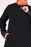 Women's Oversize Sequin Black Crepe Full Coat