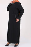 Women's Oversize Sequin Black Crepe Full Coat