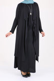 Women's Oversize Black Rib Dress Cardigan Set