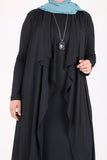 Women's Oversize Black Rib Dress Cardigan Set