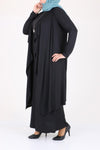 Women's Oversize Black Rib Dress Cardigan Set