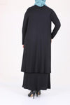 Women's Oversize Black Rib Dress Cardigan Set