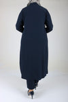 Women's Oversize Buttoned Navy Blue Tunic Pants Set