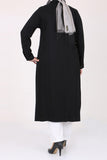 Women's Oversize Black Poplin Tunic White Pants Set