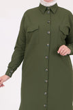 Women's Oversize Low Shoulders Khaki Scuba Tunic