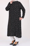 Women's Oversize Polka-Dot Long Black Viscose Tunic